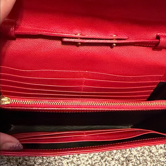 Yves Saint Laurent Vibrant Red Chevron Clutch - Picture 4 of 4